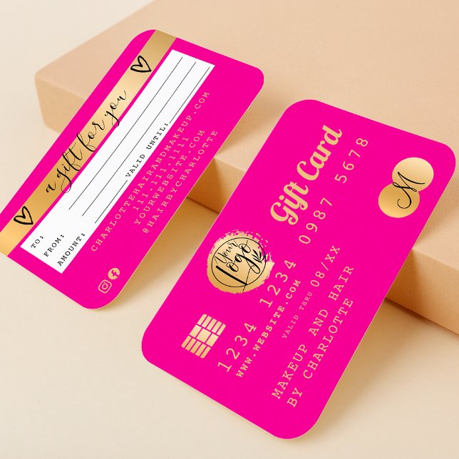 Credit card neon pink gold foil gift card (Credit card neon pink gold foil gift card neon pink)