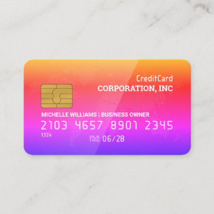 Credit Card Red Gloss Map of The World