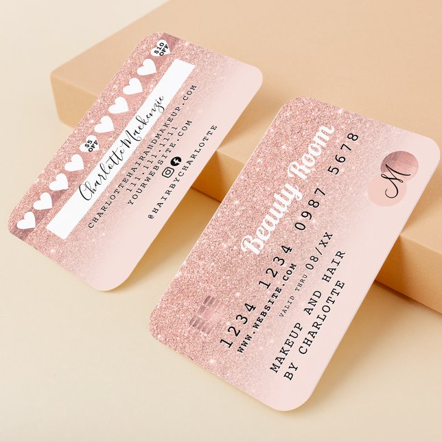 Credit card rose gold blush pink glitter loyalty (Creator Uploaded)