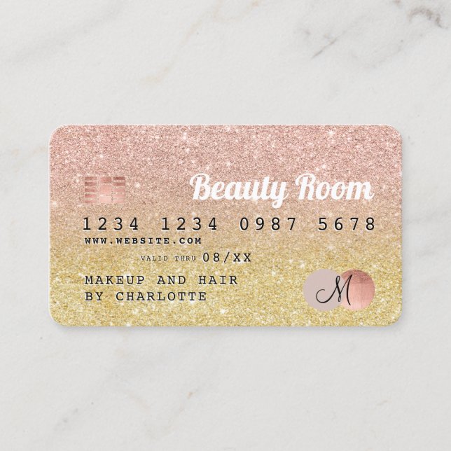 Credit card rose gold glitter gold beauty (Front)