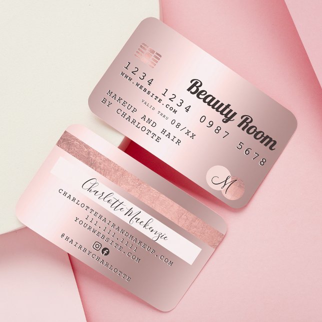Credit card rose gold metallic beauty monogram (Creator Uploaded)