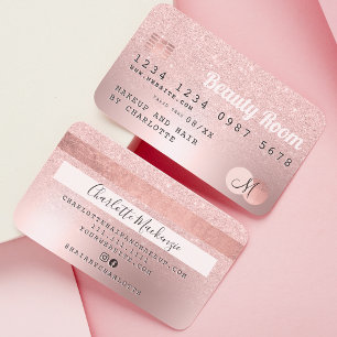 Credit card rose gold metallic glitter beauty