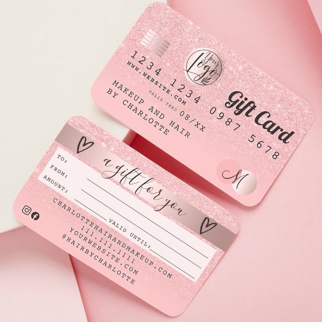Credit card rose gold pink glitter ombre gift card (Creator Uploaded)