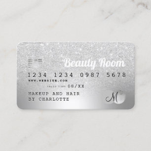 Credit card silver foil glitter beauty monogram