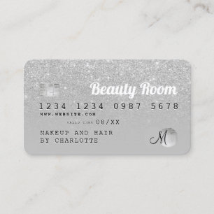 Credit card silver glitter beauty grey monogram