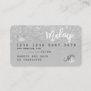 Credit card silver glitter gray monogram