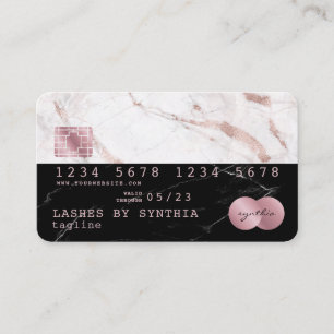 Credit Card Styled Black Marble Rose Gold