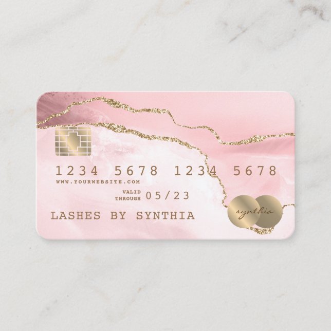 Credit Card Styled Blush Pink Agate (Front)