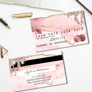 Credit Card Styled Blush Pink Agate Rose Gold
