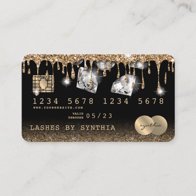 Credit Card Styled Dripping Gold Diamonds (Front)