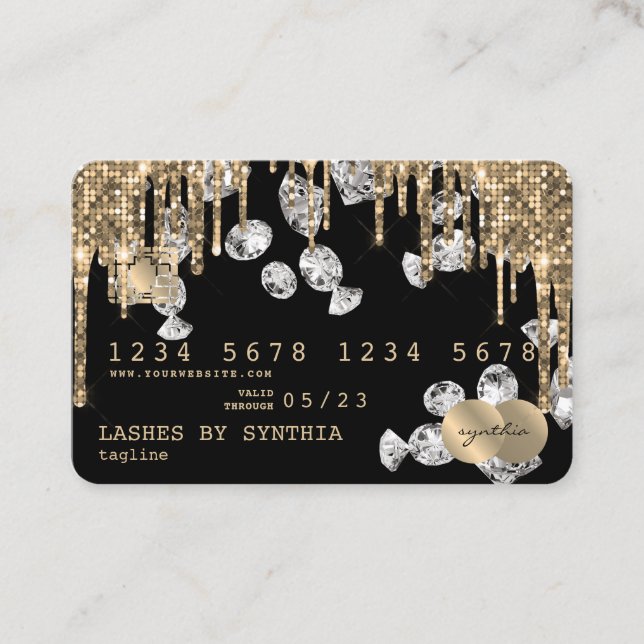 Credit Card Styled Dripping Gold diamonds (Front)
