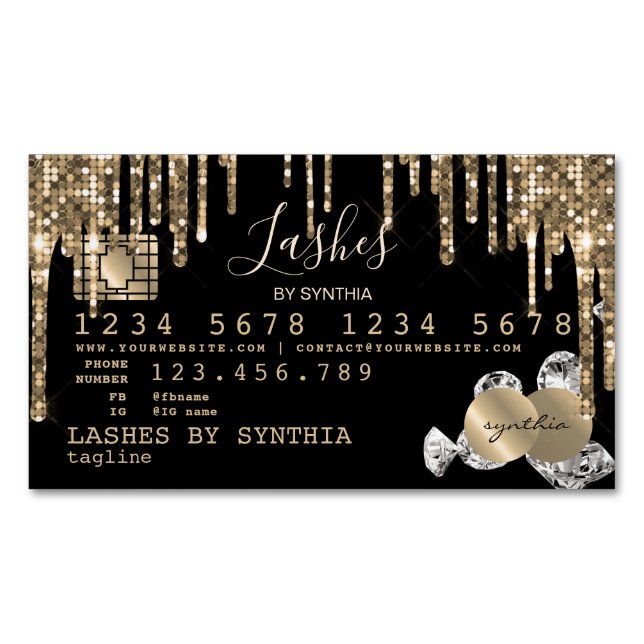 Credit Card Styled Dripping Gold diamonds (Front)