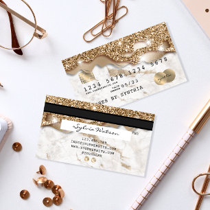 Credit Card Styled Dripping Gold Marble