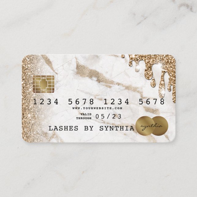 Credit Card Styled Dripping Gold Marble (Front)