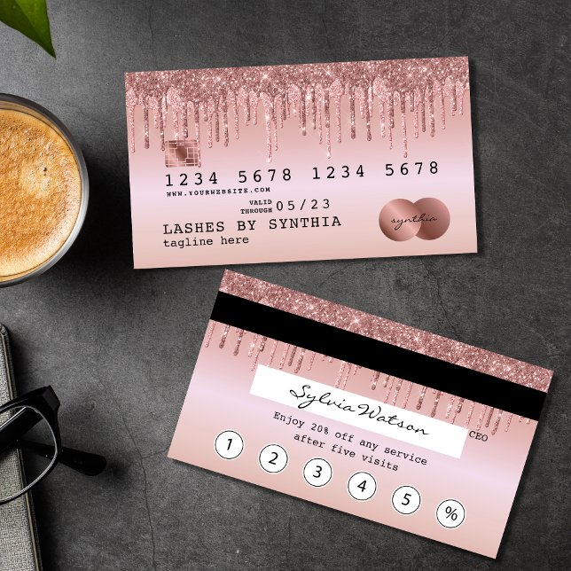 Credit Card Styled Dripping Rose Gold Loyalty card (Creator Uploaded)