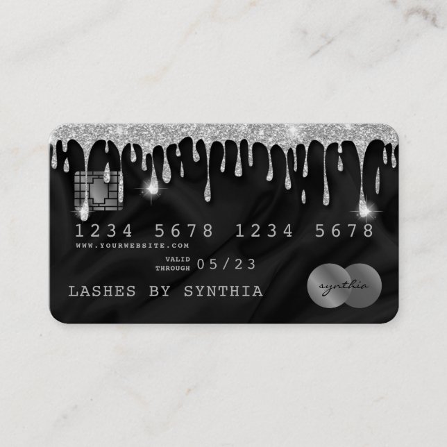 Credit Card Styled Dripping Silver Silk (Front)