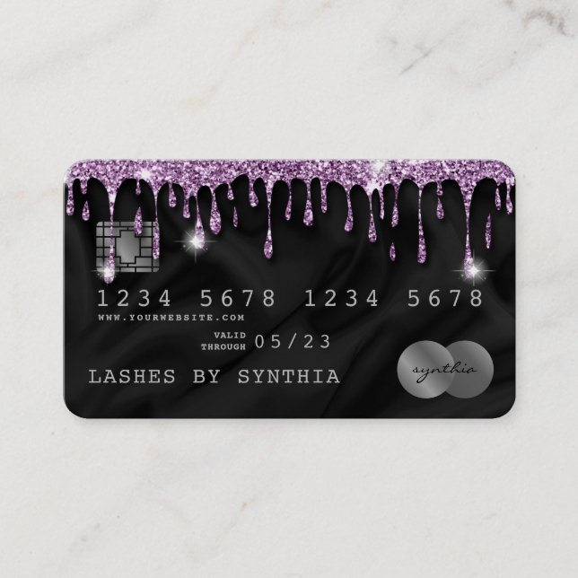 Credit Card Styled Dripping Violet Silk (Front)
