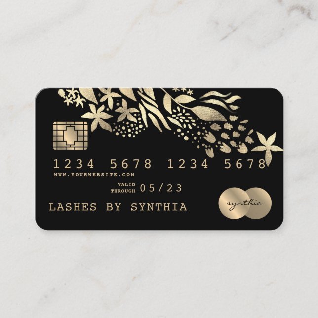Credit Card Styled Floral Gold (Front)