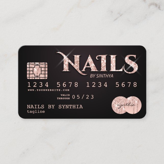 Credit Card Styled Nails technician nail art (Front)