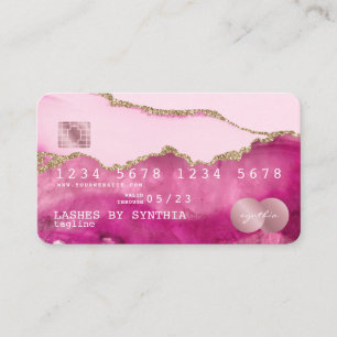 Credit Card Styled Pink Agate Gold Makeup