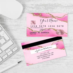 Credit Card Styled Pink Agate Gold Makeup