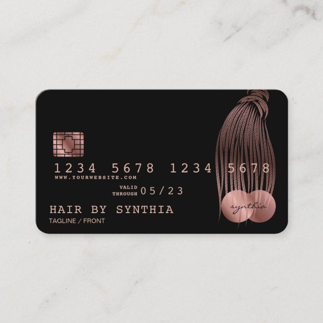 Credit Card Styled Rose Gold Braids (Front)