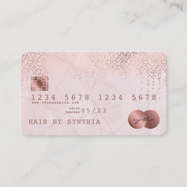 Credit Card Styled Rose Gold Confetti (Front)