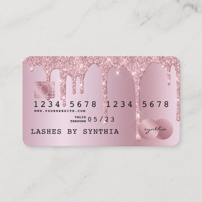 Credit Card Styled Rose Gold Dripping Gold (Front)