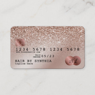 Credit Card Styled Rose Gold Glitter