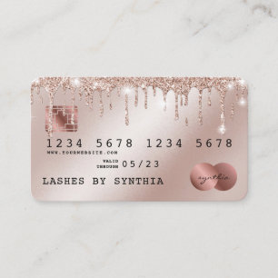 Credit Card Styled Rose Gold Glitter Drips