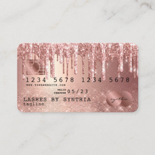 Credit Card Styled Rose Gold Glitter Drips