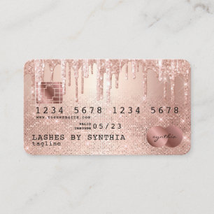Credit Card Styled Rose Gold Glitter Drips