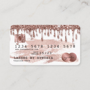Credit Card Styled Rose Gold Glitter Drips