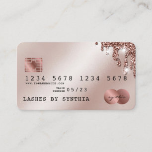 Credit Card Styled Rose Gold Glitter Drips