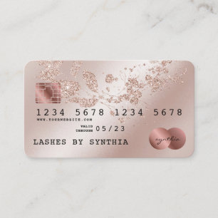 Credit Card Styled Rose Gold Glittering Floral