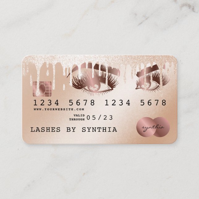 Credit Card Styled Rose Gold Long Lashes (Front)