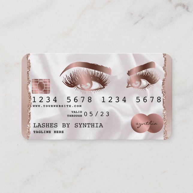 Credit Card Styled Rose Gold Long Lashes (Front)