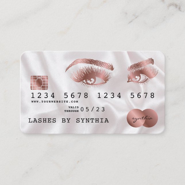 Credit Card Styled Rose Gold Long Lashes (Front)