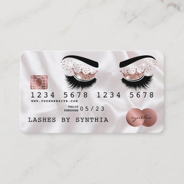 Credit Card Styled Rose Gold Long Lashes Crown (Front)