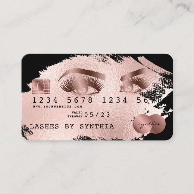 Credit Card Styled Rose Gold Splash Long Lashes (Front)