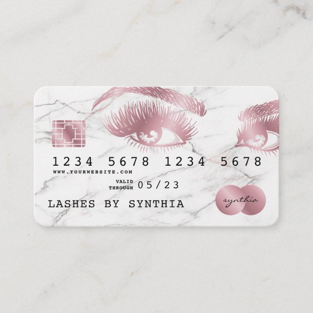 Credit Card Styled White Marble Rose Gold (Front)