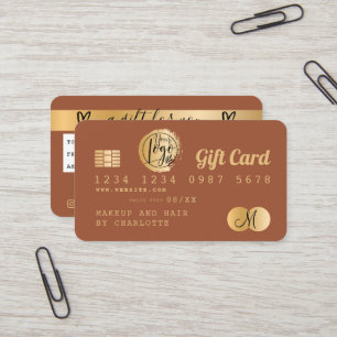 Credit card terracotta gold foil gift card