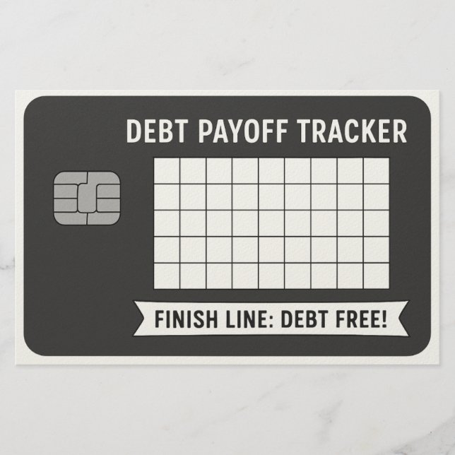 Credit Card Themed Debt Payoff Tracker Colour Shee (Front)