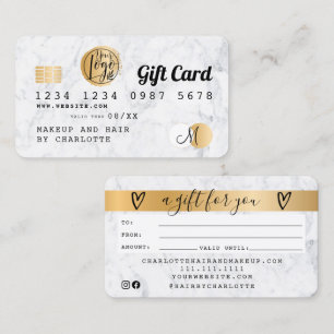 Credit card white marble gold gift card