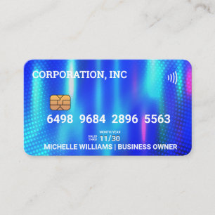Credit Debit Card Blue Metallic