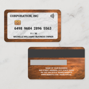 Credit Debit Card Marble and Wood
