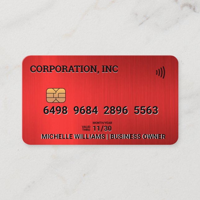 Credit | Debit Card | Red Metallic Brushed (Front)
