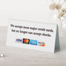 Credit Payment Accepted No Checks Retail Sign