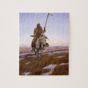 Cree Indian Charles M Russell  Native American Art Jigsaw Puzzle