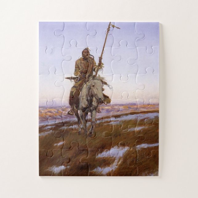 Cree Indian Charles M Russell  Native American Art Jigsaw Puzzle (Vertical)